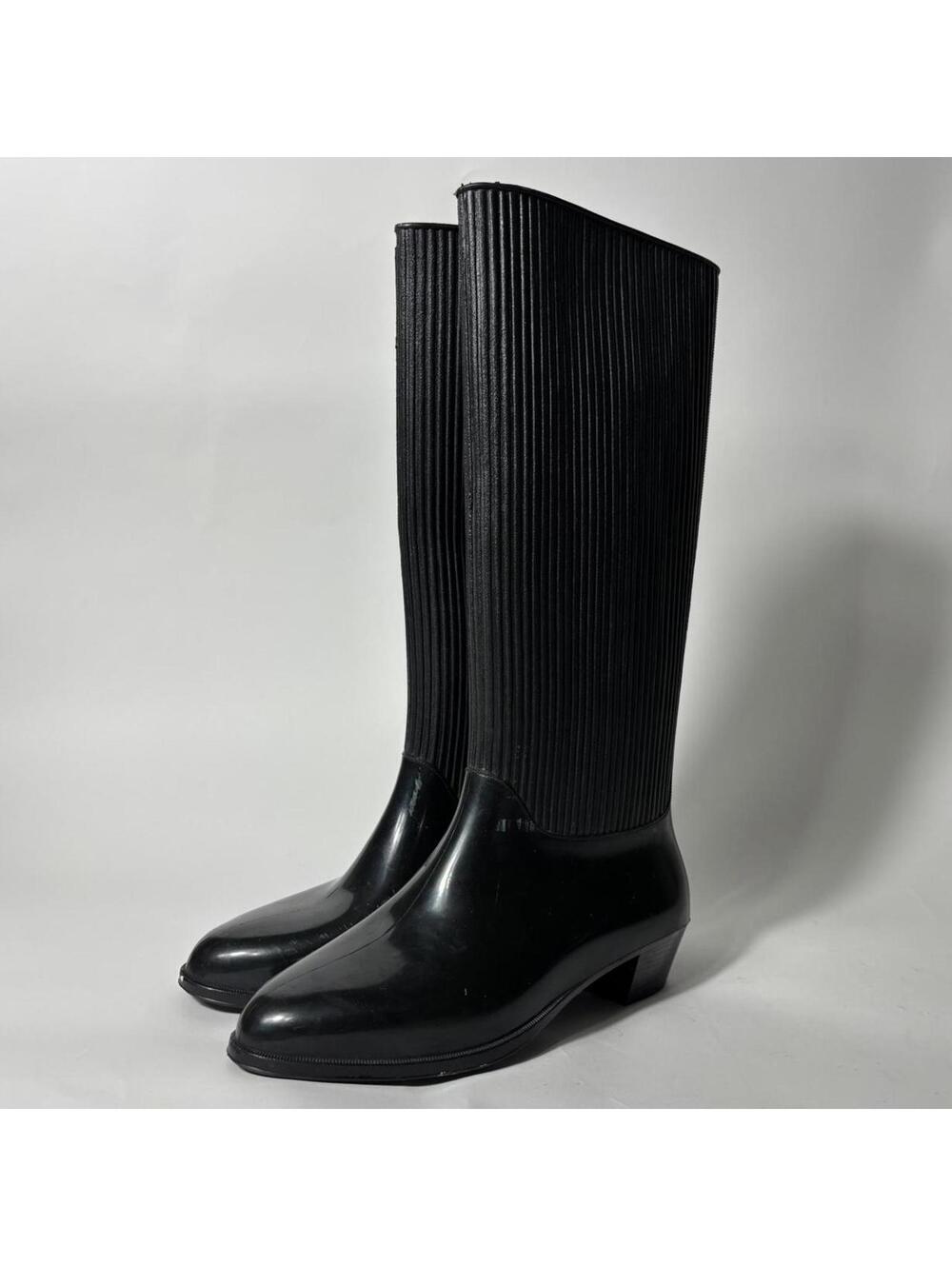 1970s Liza rigon black Italian rubber rain boots